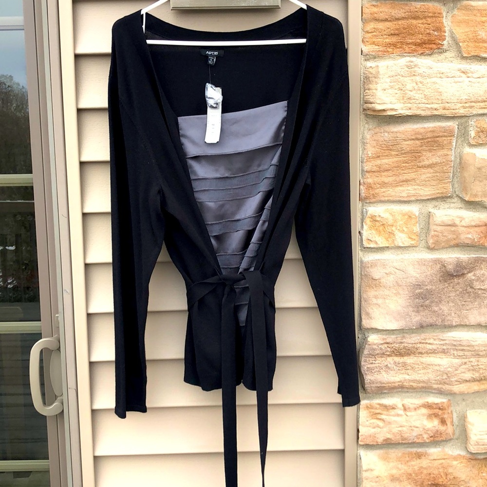 NWT APT 9 1X black and silver sweater